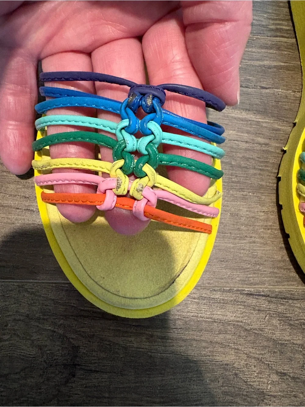 Stella McCartney Kids Pink & Yellow Rainbow-Strap Sandals